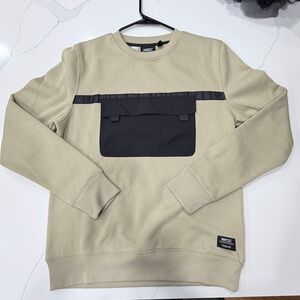 Wesc Men's Beige and Black Crewneck Sweater